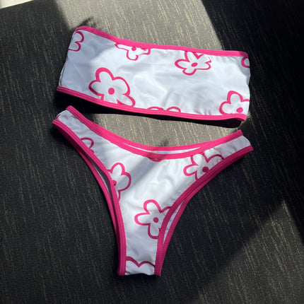 2025 European and American New Ins Style Sexy Tube Top Split Swimsuit Bikini Bikini Cross-Border Export Amazon