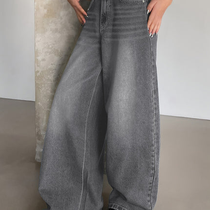 Cross-border foreign trade Amazon European and American water-washed blue wide-leg ultra-long floor-length jeans women's ripped loose casual pants
