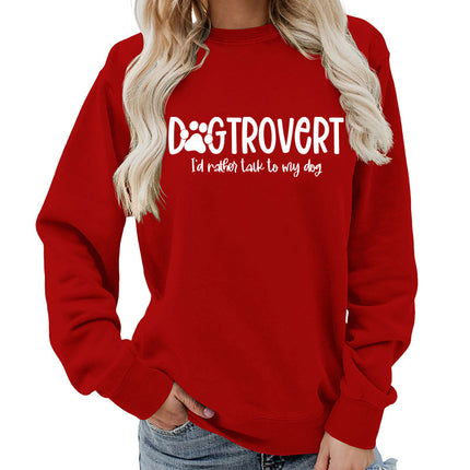 Dog trovert printed round neck women's top vests foreign trade supply autumn and winter coat casual loose European size