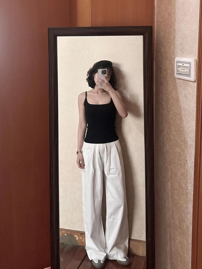 2025 New Korean Style Jeans for Women, High-Waisted, Loose, Slimming, Pleated Design, Wide-Legged, Loose Floor-Length Trousers