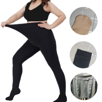 Cross-Border Extra Large Size Plus Fat Leggings 200g Fleece-Lined Polyester One-Piece Thickeneded Autumn and Winter Outer Pantyhose