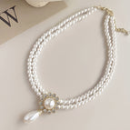 Double layer water drop pearl necklace