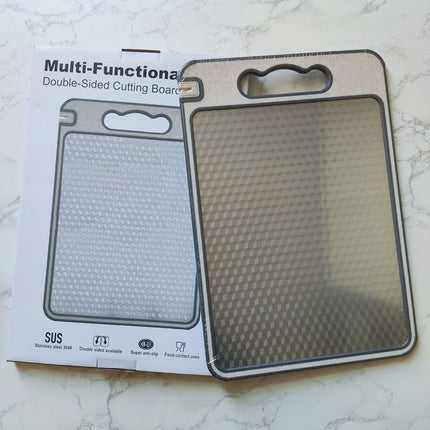 New in stock Amazon Explosions 3D Pattern Stainless Steel Cutting Board Titanium Cutting Board 304 Double-sided Cutting Board