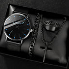 Concave mesh belt black and blue + cross (without gift box
