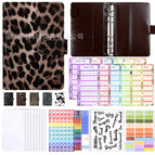 A6 ledger leopard print-dark coffee (shell only) + [new] A6 cash budget card (12 pieces) + 8 bill bags + English transparent stickers 2 + A6 separator pages