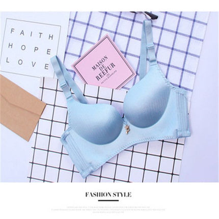 Hong Kong genuine goods happy Fox underwear women's wireless solid color sexy seamless small chest push up breast bra