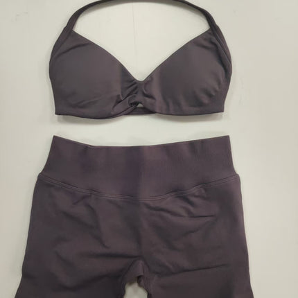 suit DF Amazon Explosions Shorts Small Bra High Elastic Superfine Extinction Nylon Hanging Neck Beauty Back Sports Vest