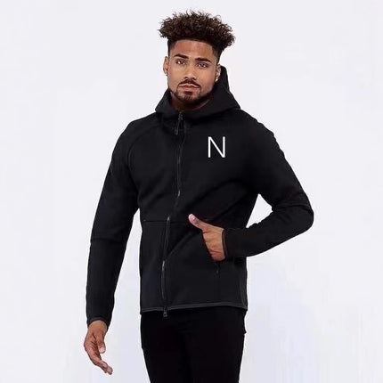 22 Spring and Autumn Outdoor Sports Hoodie Men's Pure Cotton Sweat Absorbing Breathable Running Fitness Sweater Jacket