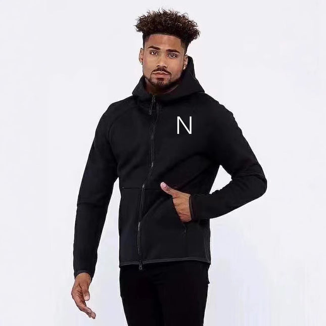22 Spring and Autumn Outdoor Sports Hoodie Men's Pure Cotton Sweat Absorbing Breathable Running Fitness Sweater Jacket