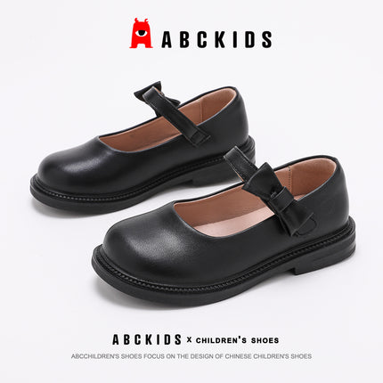 abckids children girls 2025 spring new shoes versatile performance shoes black fashion princess shoes leather shoes