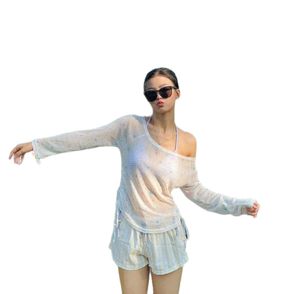 Source Manufacturer Star Casual Thin Blouse Women's Summer Bikini Split Swimsuit Women's Lace Butt Curtain Suit Summer