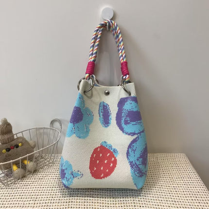 Niche design black and white diamond knitted tote bag handbag casual versatile large capacity messenger bag factory direct sales