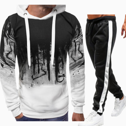 Spring and Autumn New Men's European and American Cross-border Casual Printed Sweater Long Sleeve Hoodie Hoodie Sweatshirt Jacket suit