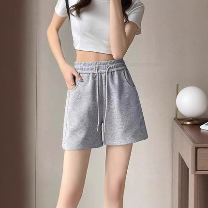 Gray Sports Shorts for Women 2025 Summer New Hot Style Summer Hot Mid-Pants American Casual Three-Quarter Pants