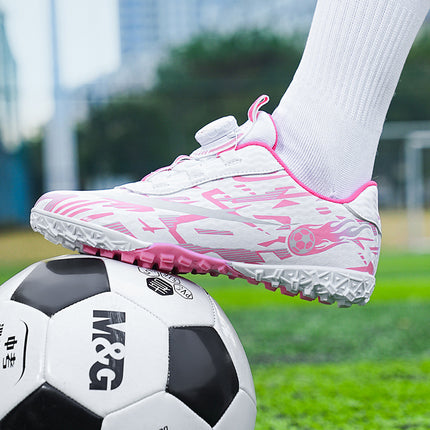 Cross-border 2024 New Girls' Boys' Spike Football Shoes C Lawn Crushed Nails for Students Velcro Spin Training Sport