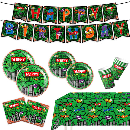 Cross-Border New Teenage Mutant Ninja Turtles Theme Party Supplies Disposable Tableware Kidsren's Birthday Party Cake Insert Balloon