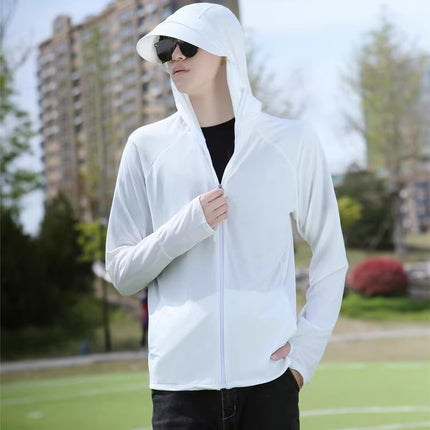 Summer Outdoor Travel Fishing Face-Covering Hooded Biking Anti-Ultraviolet Sun Hat Sunscreen Clothing Men's Ice Silk Sunshade