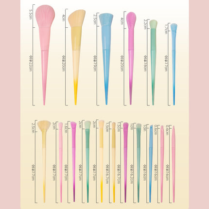 New Cross-Border Makeup Brush Set 17 Candy-Colorfuled Macaron Colorful Brush Loose Powder Brush Eyebrow Brush Factory Direct Sale