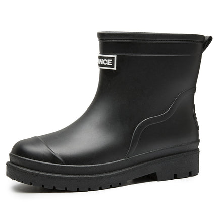 Women's Fashionable Outdoor Drawstring Rain Boots with Thick Soles, Waterproof and Non-Slip Kitchen Work Rain Boots, Warm Rubber Shoes