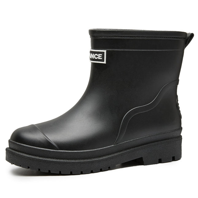 Women's Fashionable Outdoor Drawstring Rain Boots with Thick Soles, Waterproof and Non-Slip Kitchen Work Rain Boots, Warm Rubber Shoes