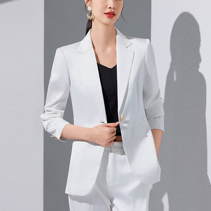 White Suit suit Women's Spring and Autumn Long Sleeve Korean Style Business Wear Temperament Goddess Fan Manager Dress Work Suit