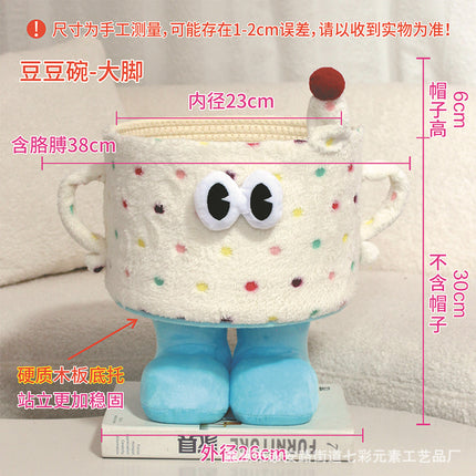 Cartoon Bigfoot Little Monster Storage Basket for Miscellaneous Snacks Large Dopamine Lamb Velvet Cute Storage Basket