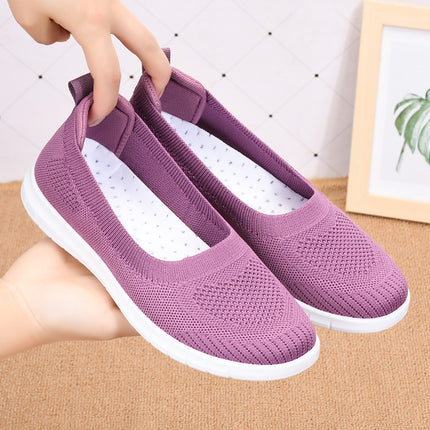 Cloth Shoes for Women, Slip-On Summer Shoes, Flat-Soled Shoes, Breathable Soft-Soled Casual Mom Shoes, Women's Flat-Heeled Shoes, Breathable and Comfortable