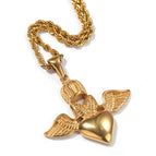 Gold Crown wings love pendant + 3mm24inch twist chain