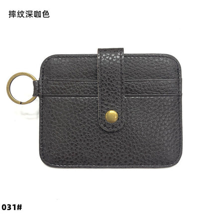 Vintage Oil Wax Leather Buckle Genuine Leather Card Holder Men's Multifunctional Cowhide Women's Coin Purse with Key Ring Driver's License Holder