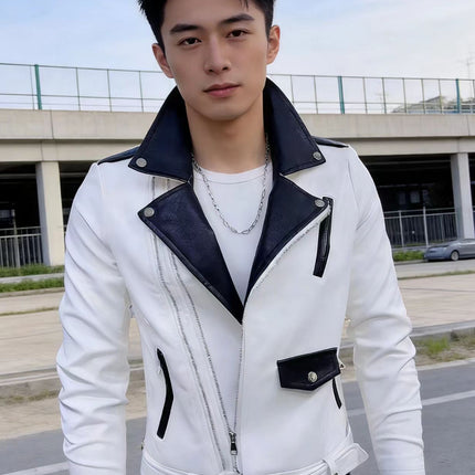 2025 New Handsome Leather Jacket Men's Spring and Autumn New Trendy Korean Leather Casual Baseball Uniform Motorcycle Jacket