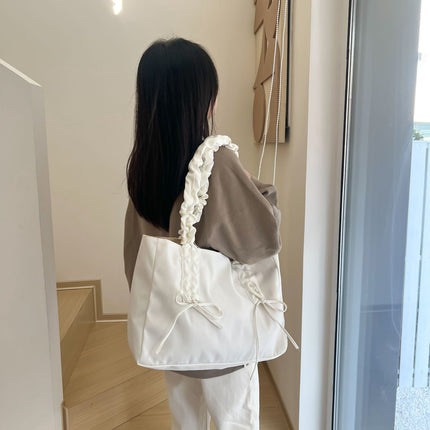 Cross-Border Best-Selling Bags for Women, New Pleated Large-Capacity Trendy Fashion Shoulder Bags, Versatile School Bags for Students during the Class