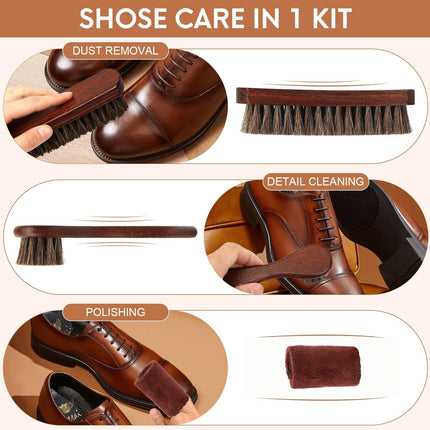 Horsehair Oiling Brush, Export High-End Horsehair Brush, Horsehair Beech Wood Brush, Leather Cleaning Supplies, Horsehair Shoe Brush Set