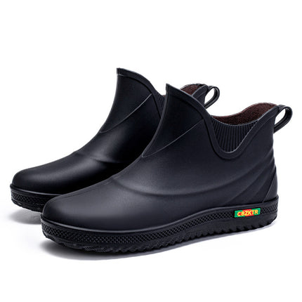 Short Tube Men's Rain Shoes Low-top Outdoor Off-road Water Shoes Lightweight Durable Non-slip Rubber Shoes Kitchen Work Shoes