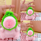 Bead chain style / Light pink frog hat capibala