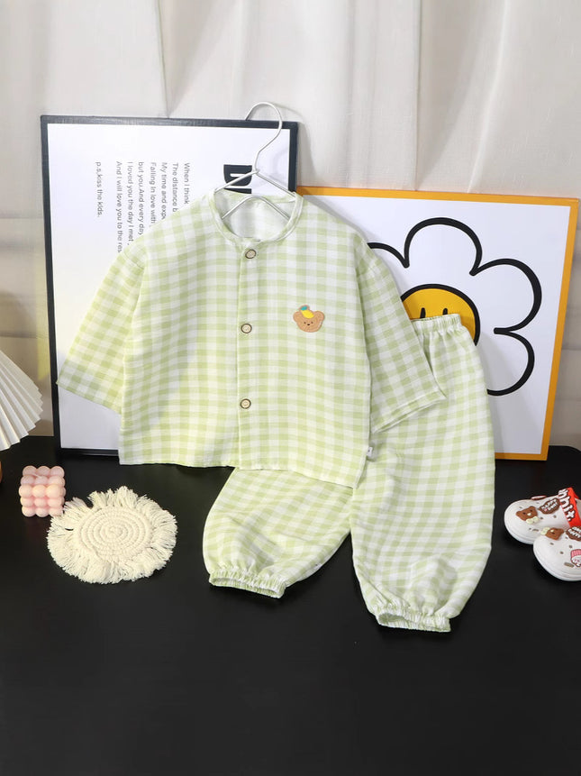 Boys and Girls Cloud Cotton Home Clothes Set Summer Cardigan Cartoon Kidsren's Pajamas Tops Pants Spring & Fall Two-Piece Set