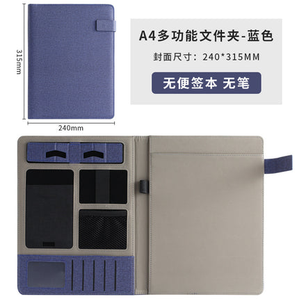 Multi-function A4 folder business contract sales manager clip leather contract pad talk single mobile phone holder