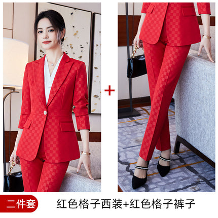 Suit suit women's fashion front desk reception work clothes high-grade light luxury jewelry shop business wear work clothes two-piece suit