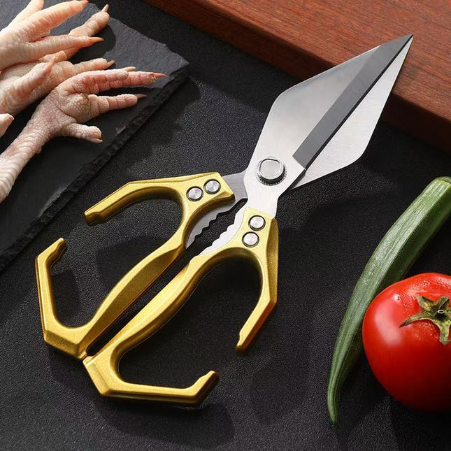 [Ready Stock Wholesale] King Kong Large-Head Scissors Thickeneded Stainless Steel Strong Chicken Bone Scissors Kitchen Multi-Functional Scissors
