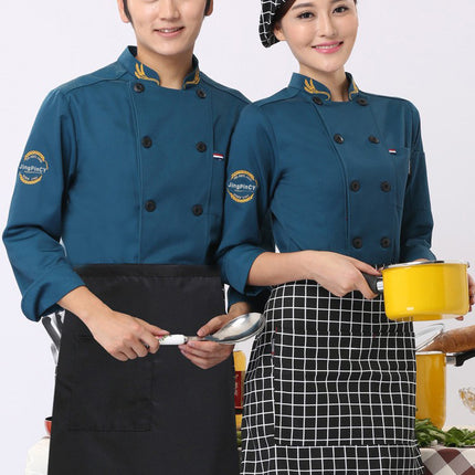 Chef Work Clothes Long Sleeve Men's Autumn and Winter Clothes Hotel Restaurant Catering Chef Clothes Short Sleeve Women's Rear Kitchen Tooling Top