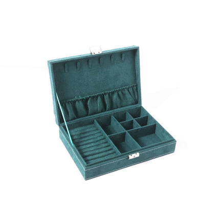 Double Dark Green Suede Jewelry Box Jewelry Earrings Bracelet Bag Jewelry Ring Necklace Jewelry Storage Box