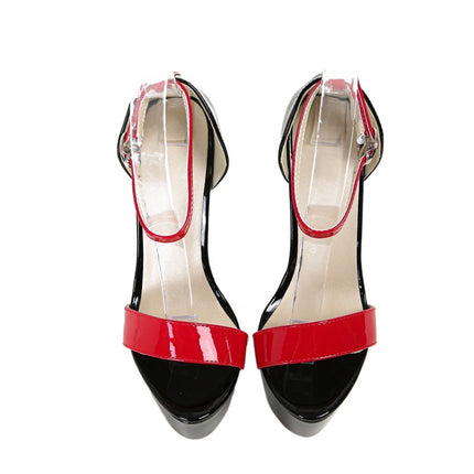 2024 new spring and summer high heel platform color matching high heel 16CM stiletto heel women's sandals plus size stiletto heel bed love
