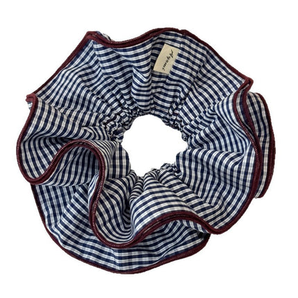Korean-Style Color-Blocked Plaid Fabric Scrunchie Versatile Waist-Cinching Hair Tie Low Ponytail Elastic Band Elegant Hair Rope