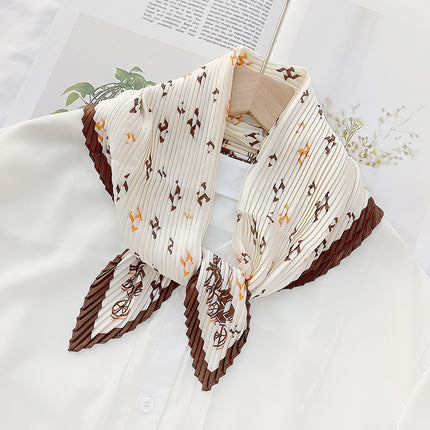 New wrinkled small square scarf female Korean imitation silk printed wrinkled small scarf Joker scarf decorative scarf wholesale