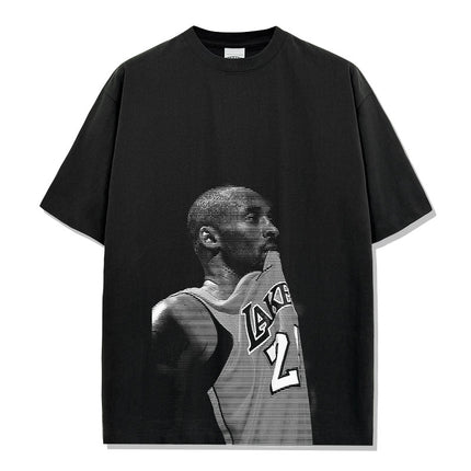 Loose Casual Kobe-Style Trendy Short-Sleeve High-Street Retro Heavyweight Pure Cotton Solid Color T-Shirt with Direct Spray Print by a Trendy Brand