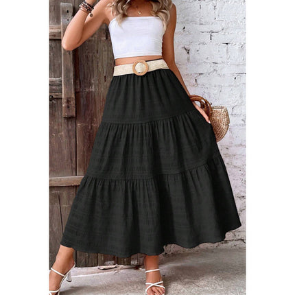 Real shot in stock foreign trade cross-border AliExpress shrimp skin independent station Europe and the United States solid color spring style elastic waist skirt