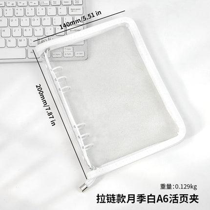 Japanese A5 Transparent Loose-leaf Black Glitter Zipper 6-hole Notebook Ins Style Star Chaser Ledger PVC Case