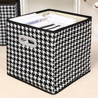 Coverless drawer houndstooth black double-sided handbag (plastic buckle) / Large size (28*28*28cm)