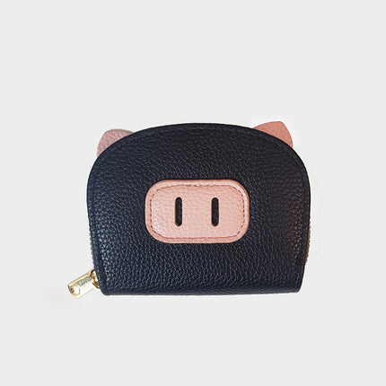 Ins New Pig Card Bag Cute Female Student Coin Purse Fashion Zipper Leather Bag Wallet Korean Style All-match Trend