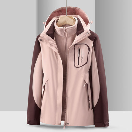 Jacket Women's Autumn and Winter Three-In-One Detachable Windproof and Waterproof Mountaineering Clothing Outdoor Skiing and Camping Style Same Style for Men and Women