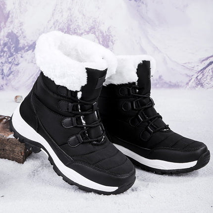 2025 Cross-Border New Winter Velvet Thickeneded Warm and Wear-Resistant Outdoor Hiking Shoes Snow Boots Women's Shoes High-Top Cotton Shoes